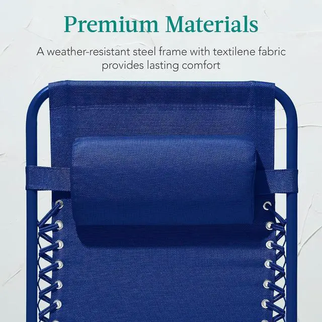 Alt view image 6 of 7 - Adjustable Zero Gravity Chair, Monochromatic Color Folding Patio Recliner w/Side Tray, Headrest - Marine
