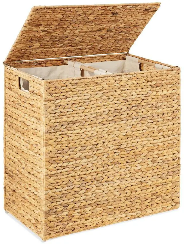 Main image of X-Large Laundry Hamper with Lid, Natural Handwoven Hyacinth Laundry Basket, W/Removeable & Washable Liner Bag, Portable, Handles, 53 Gallon (200 liters) - Natural
