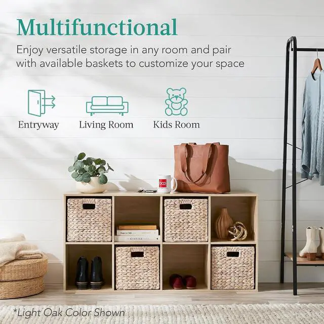 Alt view image 4 of 7 - Best Choice Products 8-Cube Storage Organizer, 13.5in Shelf Opening, Bookcase, Display Shelf, Customizable w/ 2 Removable Back Panels Whitewash