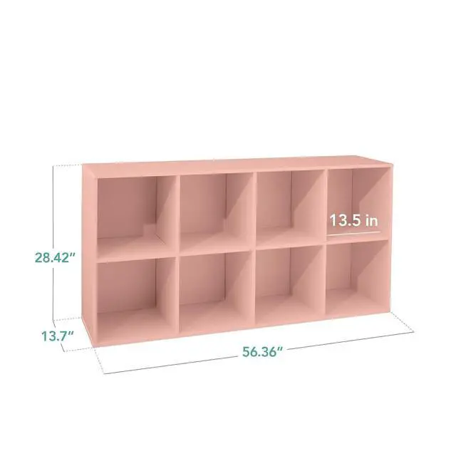 Alt view image 2 of 7 - Best Choice Products Kids Bookcase 8-Cube Storage Organizer, 13.5in Shelf Opening, Bookshelf, Toy Storage, Customizable w/ 3 Removable Back Panels Light Pink
