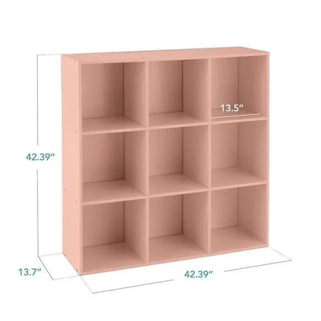 Alt view image 2 of 7 - Best Choice Products Kids Bookcase 9-Cube Storage Organizer, 13.5in Shelf Opening, Bookshelf, Toy Storage, Customizable w/ 3 Removable Back Panels Light Pink