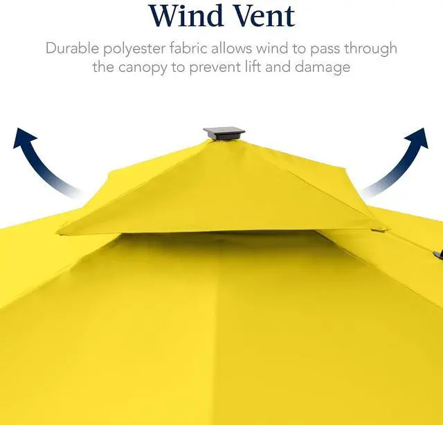 Alt view image 7 of 7 - 12x12ft LED Cantilever Patio Umbrella w/Base Included & 360° Rotation, Large Solar Offset Hanging Outdoor Sun Shade for Deck, Backyard Table w/Stand & Lights Yellow