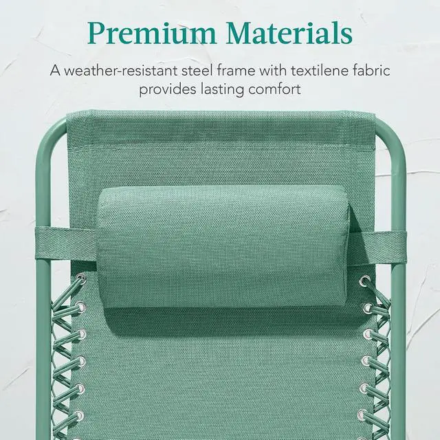 Alt view image 6 of 7 - Adjustable Zero Gravity Chair, Monochromatic Color Folding Patio Recliner w/Side Tray, Headrest - Seafoam