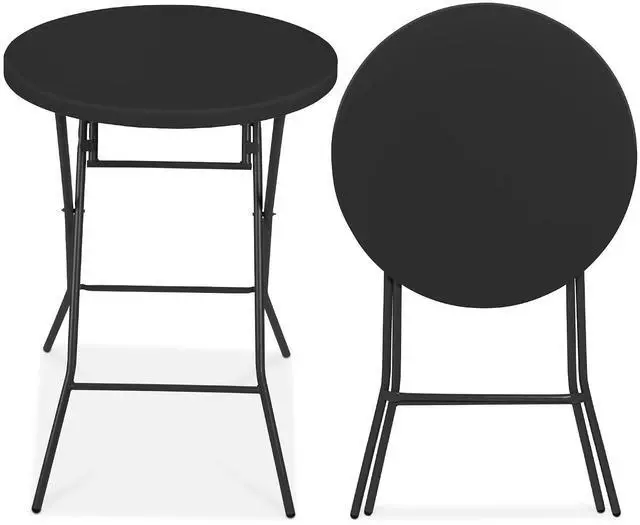 Main image of 32in Bar Height Folding Table, Round Indoor Outdoor Accessory for Patio, Backyard, Dining Room, Events w/Thick Table Top, Metal Frame, Locking Legs, 330lb Weight Capacity - Black