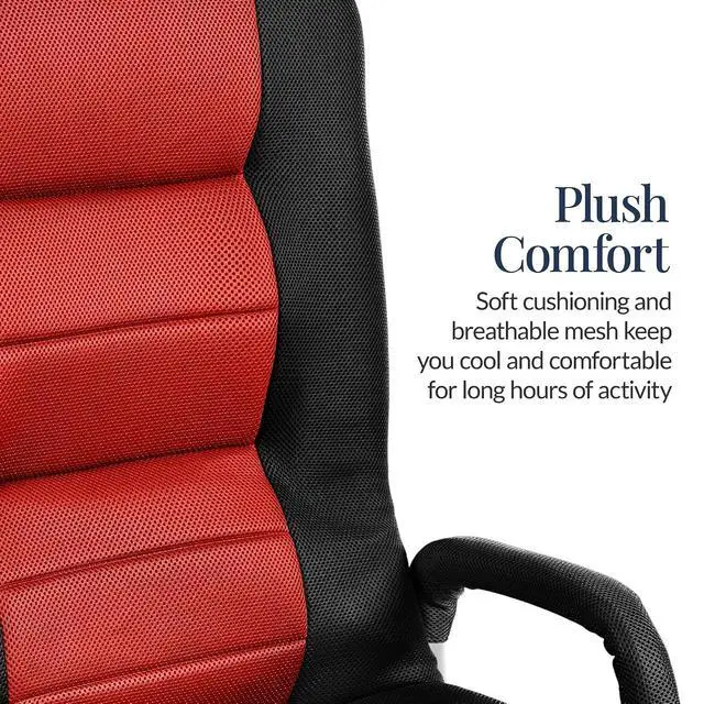 Alt view image 5 of 7 - Swivel Gaming Chair 360 Degree Multipurpose Floor Chair Rocker for TV, Reading, Playing Video Games w/Lumbar Support, Armrest Handles, Adjustable Foldable Backrest - Black/Red