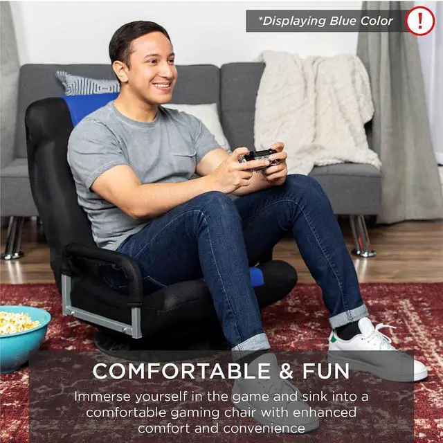 Alt view image 7 of 7 - Swivel Gaming Chair 360 Degree Multipurpose Floor Chair Rocker for TV, Reading, Playing Video Games w/Lumbar Support, Armrest Handles, Adjustable Foldable Backrest - Pink/White