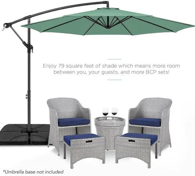 Alt view image 2 of 7 - 10ft Offset Cantilever Hanging Market Patio Umbrella, 8 Sturdy Ribs, Easy Adjustment - Seaglass