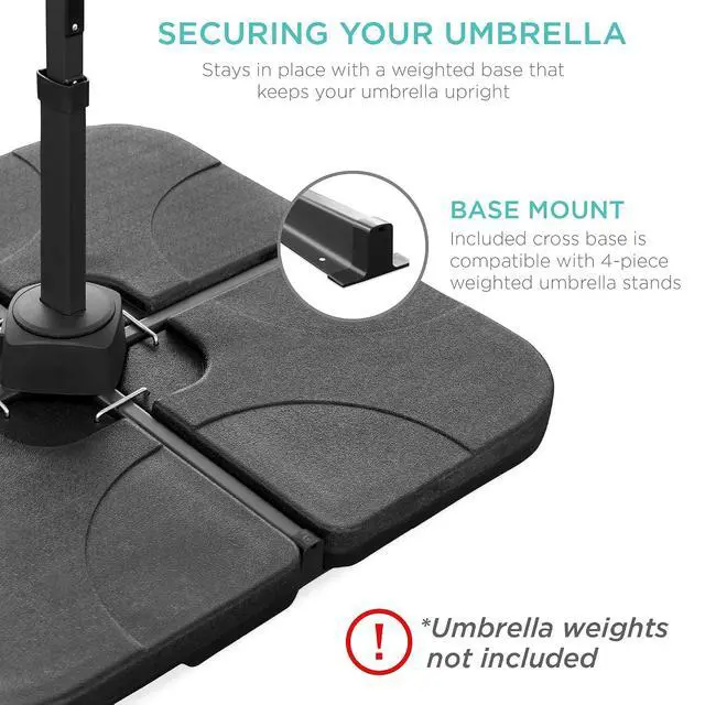 Alt view image 6 of 7 - 10ft Solar LED Cantilever Patio Umbrella, 360-Degree Rotation Hanging Offset Market Outdoor Sun Shade for Backyard, Deck, Poolside w/Lights, Easy Tilt, Cross Base - Deep Taupe