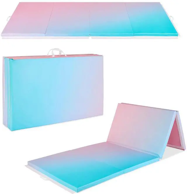 Main image of 10ftx4ftx2in Folding Gym Mat 4-Panel Exercise Gymnastics Aerobics Workout Fitness Floor Mats w/Carrying Handles