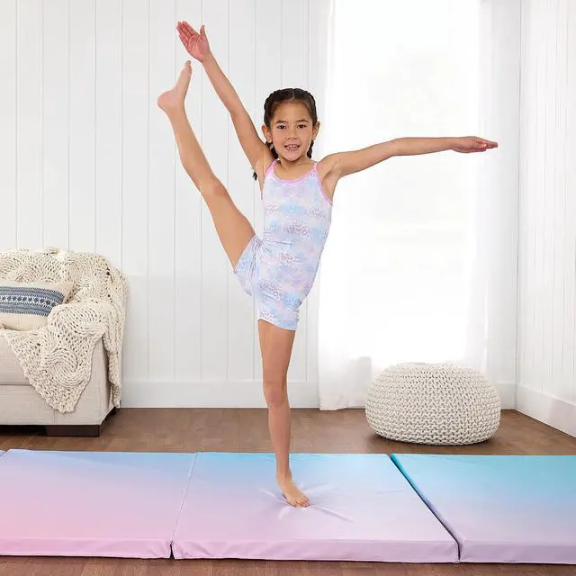 Alt view image 2 of 7 - 10ftx4ftx2in Folding Gym Mat 4-Panel Exercise Gymnastics Aerobics Workout Fitness Floor Mats w/Carrying Handles