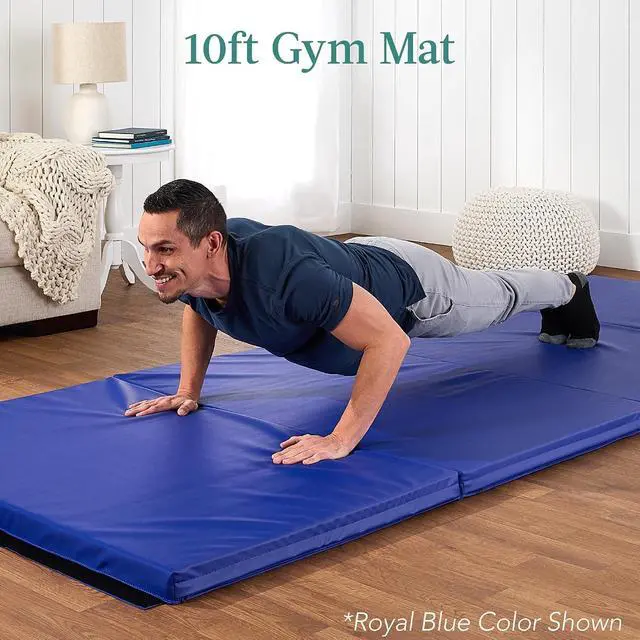 Alt view image 2 of 7 - 10ftx4ftx2in Folding Gym Mat 4-Panel Exercise Gymnastics Aerobics Workout Fitness Floor Mats w/Carrying Handles