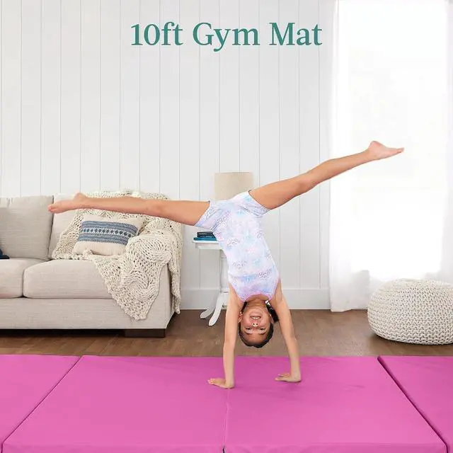Alt view image 2 of 7 - 10ftx4ftx2in Folding Gym Mat 4-Panel Exercise Gymnastics Aerobics Workout Fitness Floor Mats w/Carrying Handles