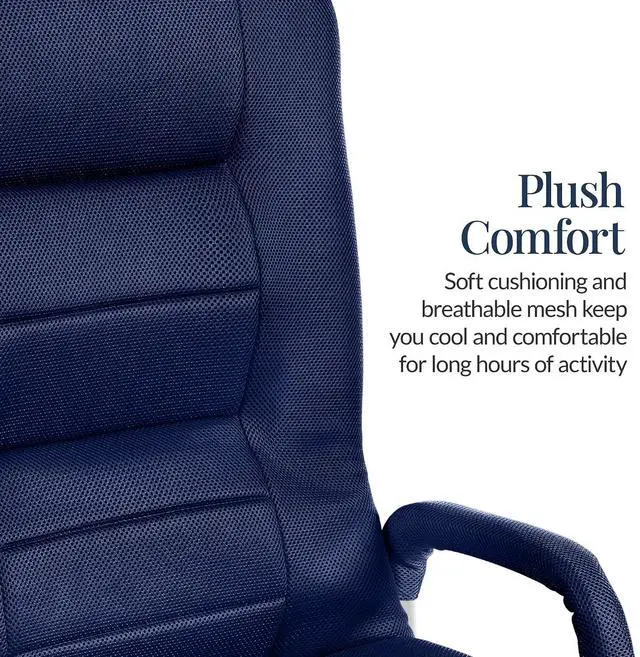 Alt view image 5 of 7 - Swivel Gaming Chair 360 Degree Multipurpose Floor Chair Rocker for TV, Reading, Playing Video Games w/Lumbar Support, Armrest Handles, Adjustable Foldable Backrest - Navy