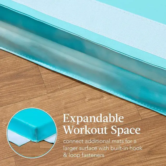 Alt view image 7 of 7 - 10ftx4ftx2in Folding Gym Mat 4-Panel Exercise Gymnastics Aerobics Workout Fitness Floor Mats w/Carrying Handles