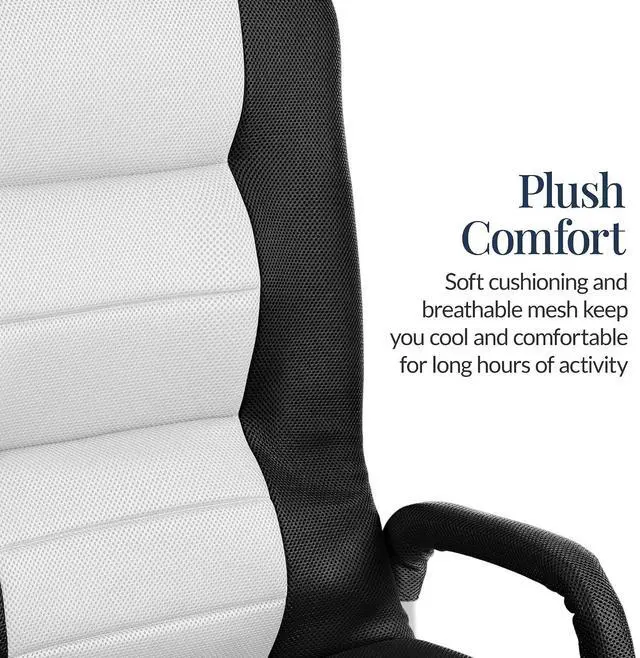 Alt view image 5 of 7 - Swivel Gaming Chair 360 Degree Multipurpose Floor Chair Rocker for TV, Reading, Playing Video Games w/Lumbar Support, Armrest Handles, Adjustable Foldable Backrest - Black/White