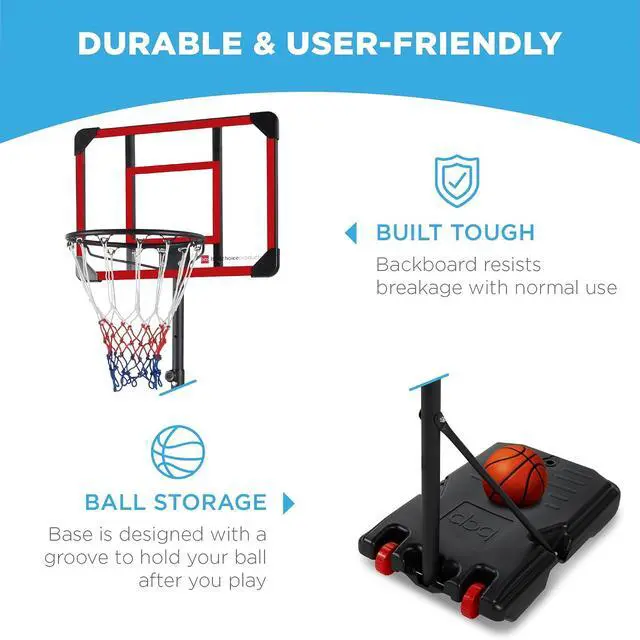 Alt view image 4 of 7 - Kids Height-Adjustable Basketball Hoop System, Portable Game w/Wheels, Fillable Base, 70.5in to 82.3in Height
