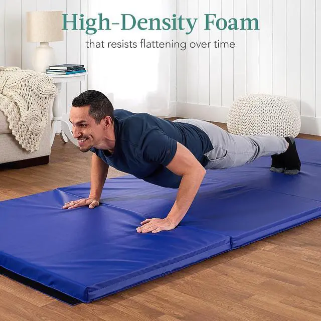 Alt view image 3 of 7 - 10ftx4ftx2in Folding Gym Mat 4-Panel Exercise Gymnastics Aerobics Workout Fitness Floor Mats w/Carrying Handles