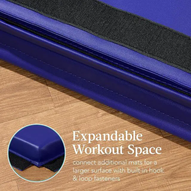 Alt view image 7 of 7 - 10ftx4ftx2in Folding Gym Mat 4-Panel Exercise Gymnastics Aerobics Workout Fitness Floor Mats w/Carrying Handles