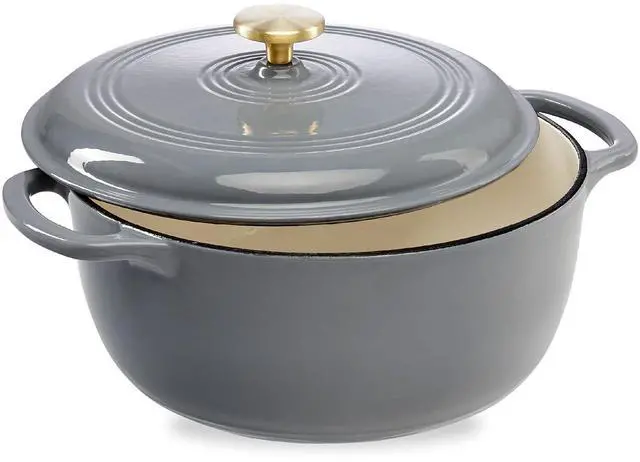 Main image of 7.5 Quart Enamel Cast-Iron Round Dutch Oven, Family Style Heavy-Duty Pre-Seasoned Cookware for Home, Kitchen, Dining Room, Oven Safe w/Lid, Dual Handles - Graphite Gray