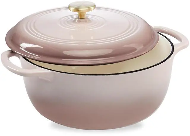 Main image of 7.5 Quart Enamel Cast-Iron Round Dutch Oven, Family Style Heavy-Duty Pre-Seasoned Cookware for Home, Kitchen, Dining Room, Oven Safe w/Lid, Dual Handles - Mushroom Beige