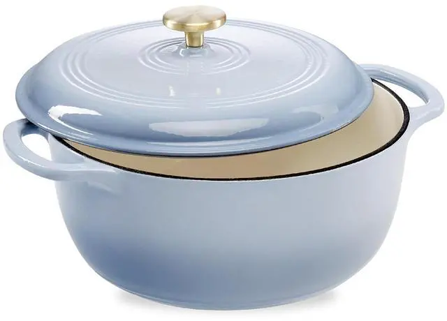 Main image of 7.5 Quart Enamel Cast-Iron Round Dutch Oven, Family Style Heavy-Duty Pre-Seasoned Cookware for Home, Kitchen, Dining Room, Oven Safe w/Lid, Dual Handles - Cornflower Blue