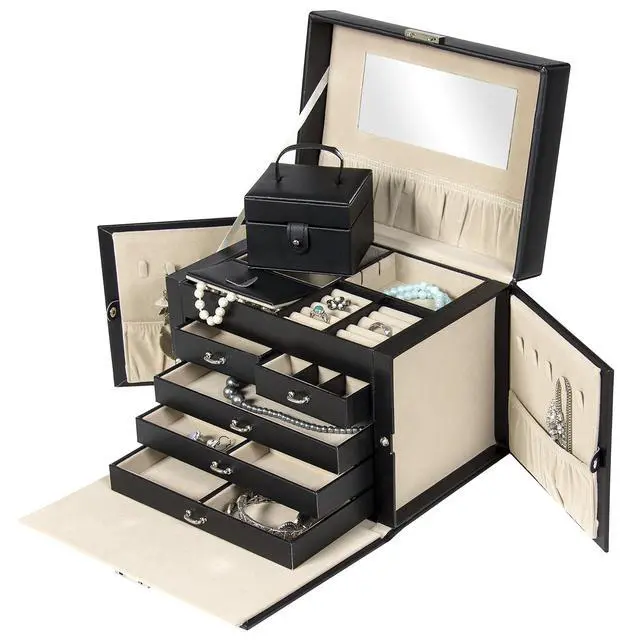 Alt view image 2 of 7 - Leather Box Organizer Storage With Mini Travel Case - Black