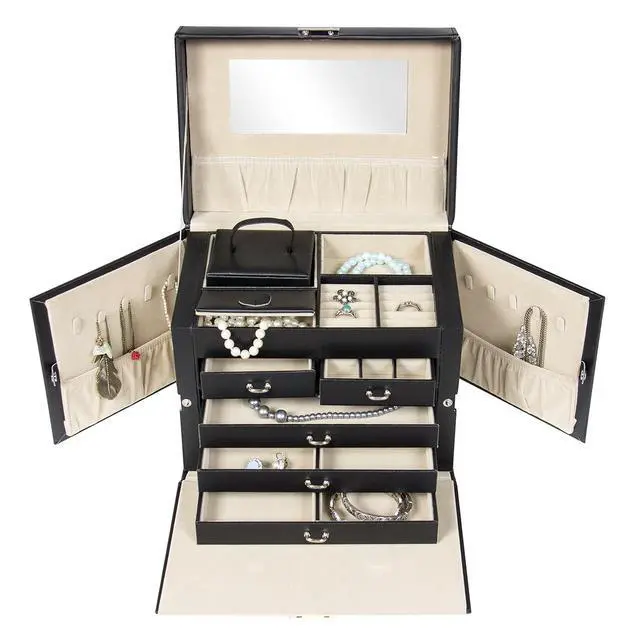 Alt view image 4 of 7 - Leather Box Organizer Storage With Mini Travel Case - Black