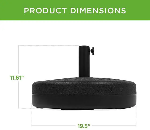 Alt view image 7 of 7 - Fillable Umbrella Base Stand Round Sunburst Plastic Patio Umbrella Base Stand, Pole Holder for Outdoor, Lawn w/ 55lbs Weight Capacity, Adjustment Knob