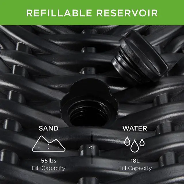 Alt view image 5 of 7 - Fillable Umbrella Base Stand, Round Faux Wicker Plastic Patio Umbrella Base Stand, Pole Holder for Outdoor, Lawn w/ 55lbs Weight Capacity, 2 Adjustment Knobs