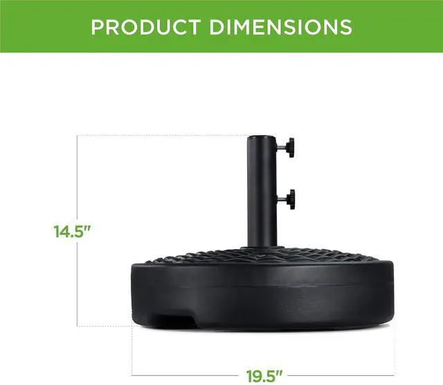 Alt view image 7 of 7 - Fillable Umbrella Base Stand, Round Faux Wicker Plastic Patio Umbrella Base Stand, Pole Holder for Outdoor, Lawn w/ 55lbs Weight Capacity, 2 Adjustment Knobs
