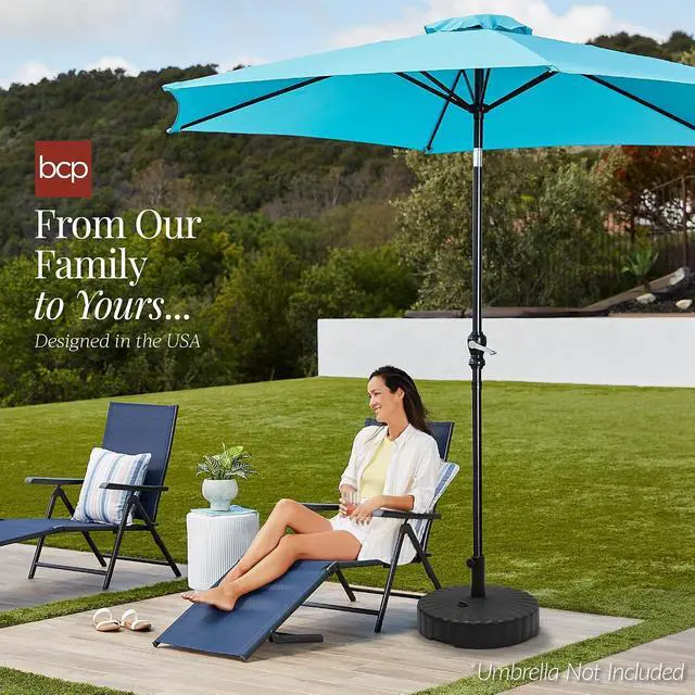 Alt view image 7 of 7 - Fillable Umbrella Base Stand Scallop Pattern Plastic Patio Umbrella Base Stand, Pole Holder for Outdoor, Lawn w/ 55lbs Weight Capacity, 2 Adjustment Knobs - Black