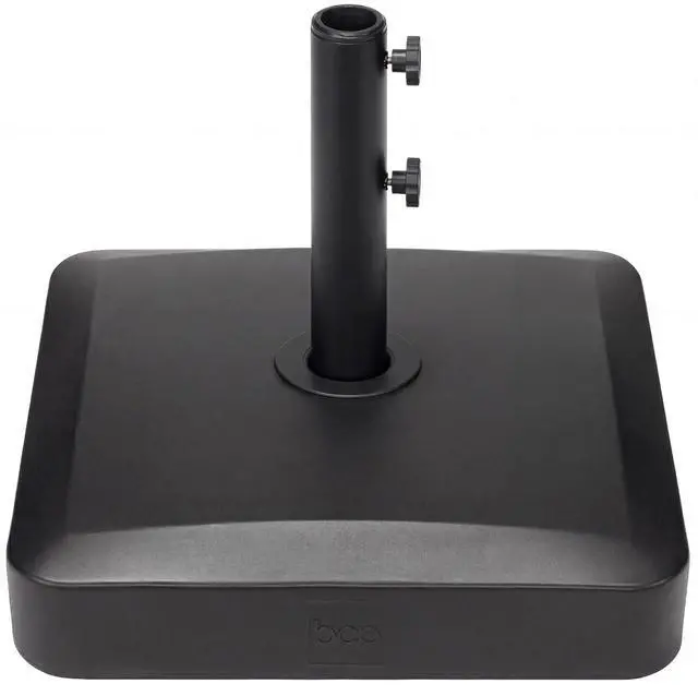 Main image of 55lb Fillable Umbrella Base Stand, Plastic Patio Umbrella Stand with Pole Holder, Adjustment Knob for Outdoor, Lawn, Deck, Asscher Design - Black
