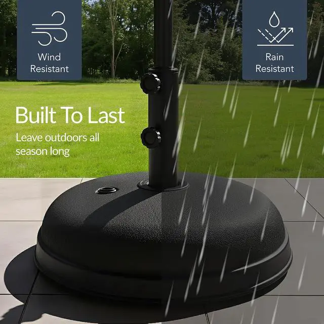 Alt view image 6 of 7 - Best Choice Products Fillable Umbrella Base Stand Round Dome Plastic Patio Umbrella Base Stand, Pole Holder for Outdoor, Lawn w/ 55lbs Weight Capacity, Adjustment Knob - Black