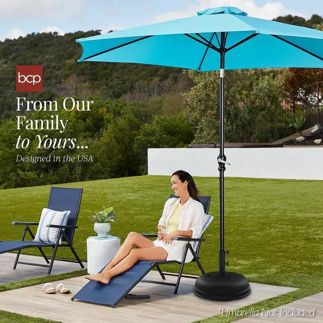 Alt view image 7 of 7 - Best Choice Products Fillable Umbrella Base Stand Round Dome Plastic Patio Umbrella Base Stand, Pole Holder for Outdoor, Lawn w/ 55lbs Weight Capacity, Adjustment Knob - Black