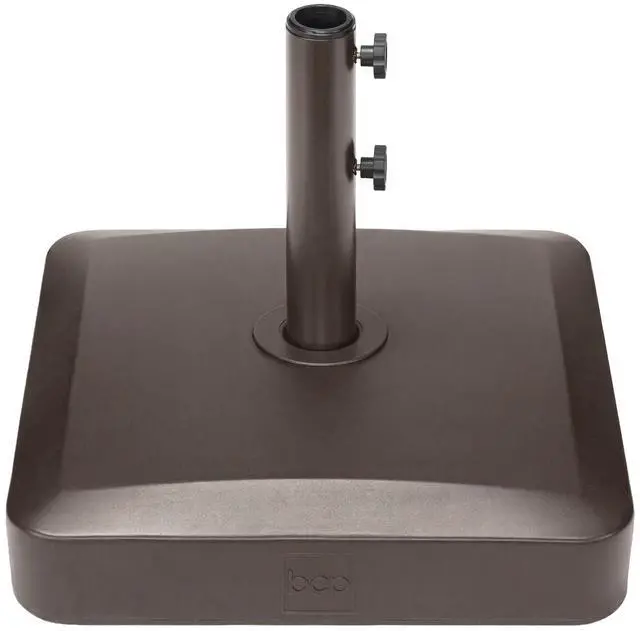 Main image of 55lb Fillable Umbrella Base Stand, Plastic Patio Umbrella Stand with Pole Holder, Adjustment Knob for Outdoor, Lawn, Deck, Asscher Design - Brown