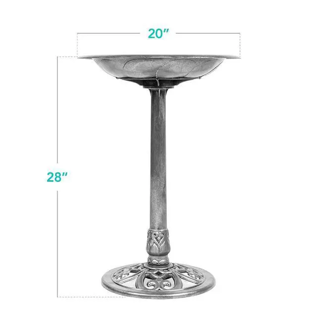 Alt view image 7 of 7 - Best Choice Products 28in Pedestal Bird Bath, Vintage Outdoor Resin Accent Decoration w/Fleur-de-Lis Accents - Stone
