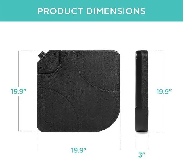 Alt view image 7 of 7 - 4-Piece 155lb Capacity Heavy-Duty Cantilever Offset Patio Umbrella Stand Square Base Plate Set w/ Easy-Fill Spouts for Water or Sand - Black