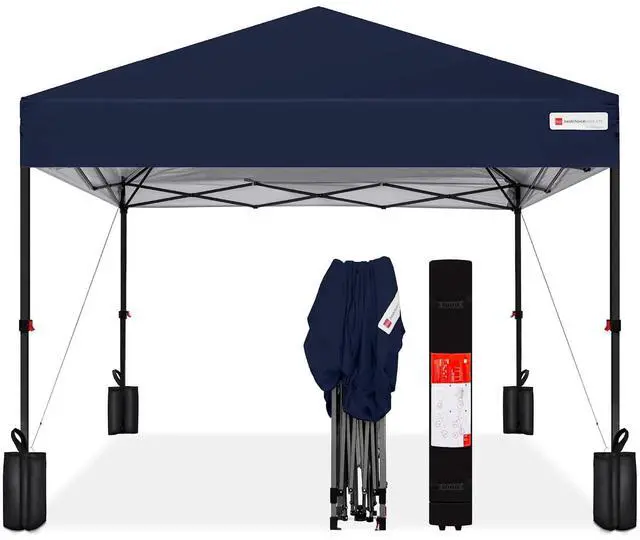 Main image of 10x10ft Pop Up Canopy Tent, Outdoor Shade, 1 Person 1 Minute Set Up, Carry Case, 4 Weight Bags - Navy Blue