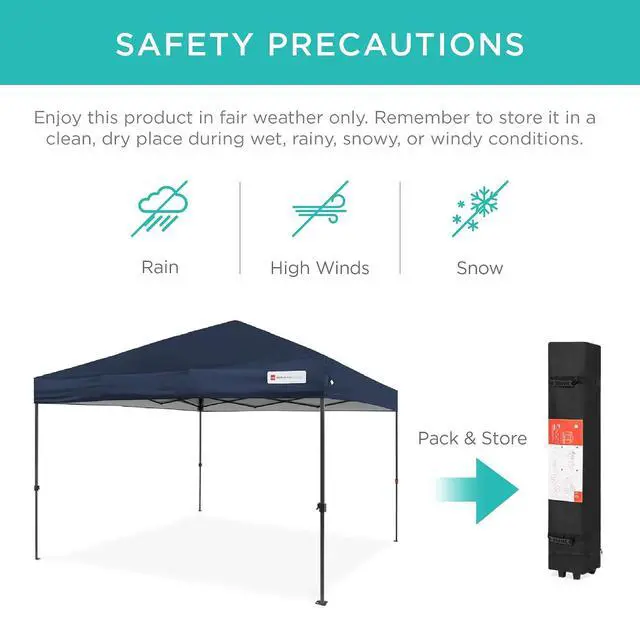 Alt view image 5 of 7 - 10x10ft Pop Up Canopy Tent, Outdoor Shade, 1 Person 1 Minute Set Up, Carry Case, 4 Weight Bags - Navy Blue