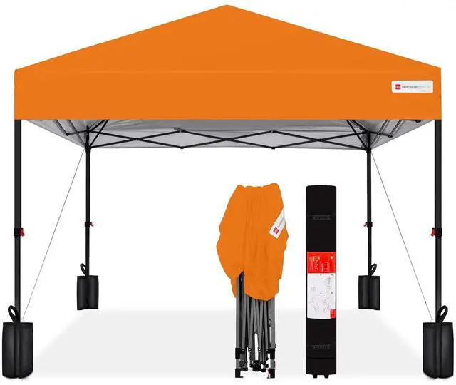 Main image of 10x10ft Pop Up Canopy Tent, Outdoor Shade, 1 Person 1 Minute Set Up, Carry Case, 4 Weight Bags - Orange