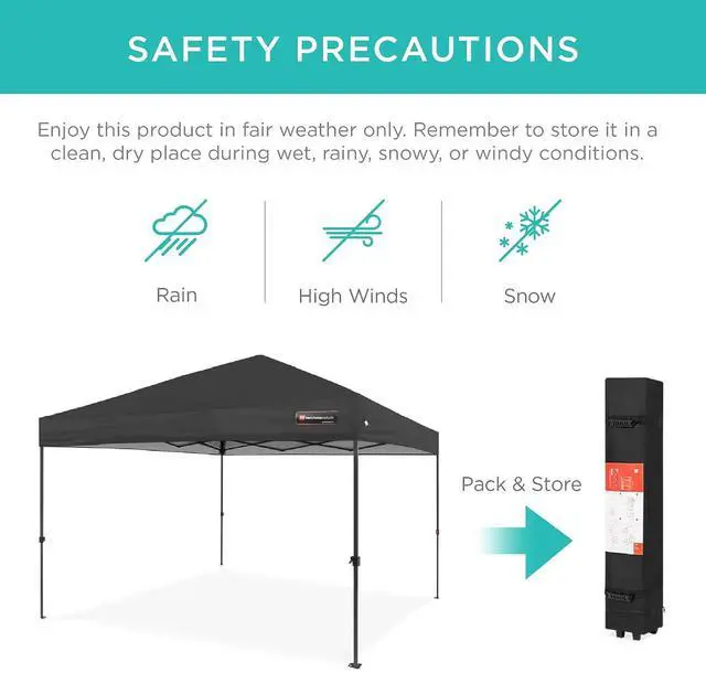 Alt view image 5 of 7 - 10x10ft Pop Up Canopy Tent, Outdoor Shade, 1 Person 1 Minute Set Up, Carry Case, 4 Weight Bags - Gray