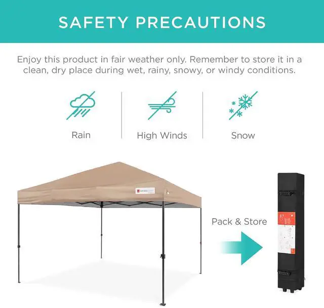 Alt view image 5 of 7 - 10x10ft Pop Up Canopy Tent, Outdoor Shade, 1 Person 1 Minute Set Up, Carry Case, 4 Weight Bags - Tan