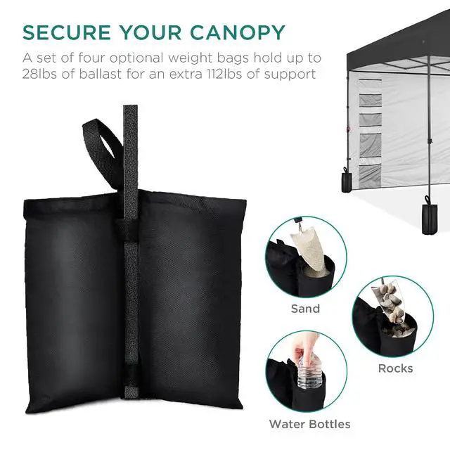 Alt view image 5 of 7 - 10x10ft Pop Up Canopy Tent with Sidewall, 1 Person 1 Minute Set Up, Carry Case, 4 Weight Bags - Gray