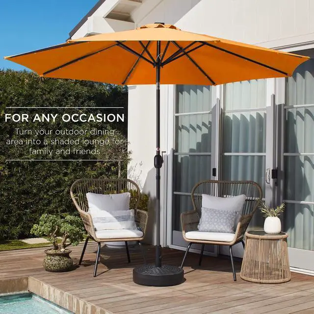 Alt view image 3 of 7 - 10ft Outdoor Patio Umbrella, Outdoor Table Umbrella, Yard Umbrella, Market Umbrella with 6 Sturdy Ribs, Push Button, Tilt and Crank - Orange
