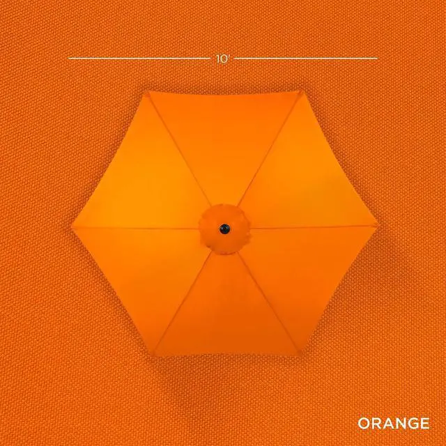 Alt view image 4 of 7 - 10ft Outdoor Patio Umbrella, Outdoor Table Umbrella, Yard Umbrella, Market Umbrella with 6 Sturdy Ribs, Push Button, Tilt and Crank - Orange
