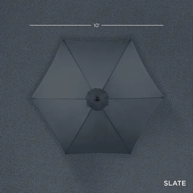 Alt view image 4 of 7 - 10ft Outdoor Patio Umbrella, Outdoor Table Umbrella, Yard Umbrella, Market Umbrella with 6 Sturdy Ribs, Push Button, Tilt and Crank - Slate