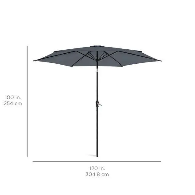 Alt view image 7 of 7 - 10ft Outdoor Patio Umbrella, Outdoor Table Umbrella, Yard Umbrella, Market Umbrella with 6 Sturdy Ribs, Push Button, Tilt and Crank - Slate