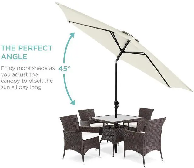 Alt view image 2 of 7 - 10ft Outdoor Patio Umbrella, Outdoor Table Umbrella, Yard Umbrella, Market Umbrella with 6 Sturdy Ribs, Push Button, Tilt and Crank - Ivory