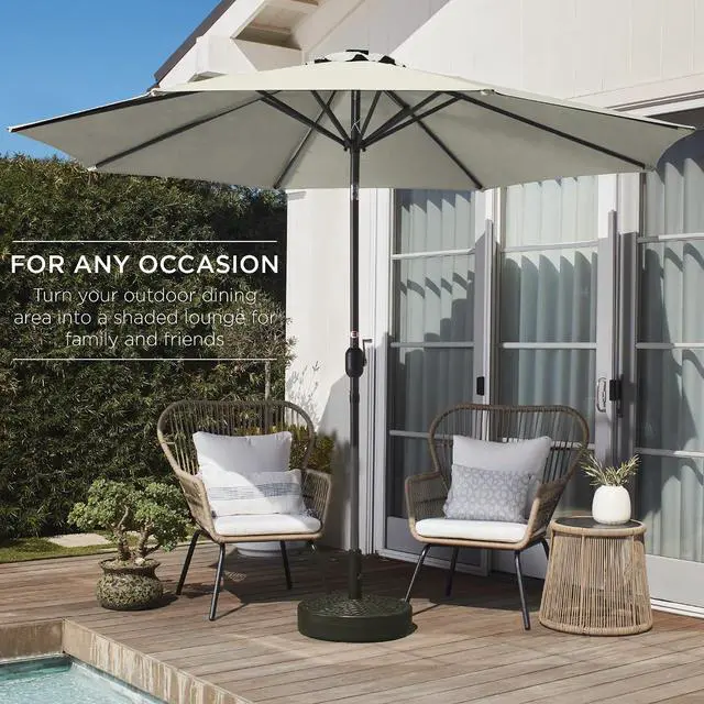 Alt view image 3 of 7 - 10ft Outdoor Patio Umbrella, Outdoor Table Umbrella, Yard Umbrella, Market Umbrella with 6 Sturdy Ribs, Push Button, Tilt and Crank - Ivory