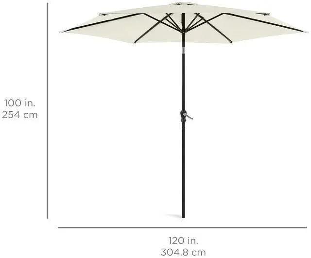 Alt view image 7 of 7 - 10ft Outdoor Patio Umbrella, Outdoor Table Umbrella, Yard Umbrella, Market Umbrella with 6 Sturdy Ribs, Push Button, Tilt and Crank - Ivory
